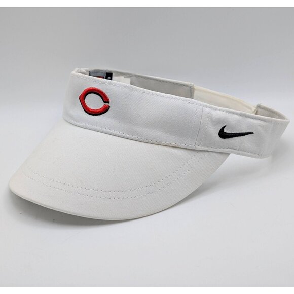 Cincinnati Reds Nike Visor Hat Strap Back White Red Women's MLB Baseball Shade - Picture 1 of 5